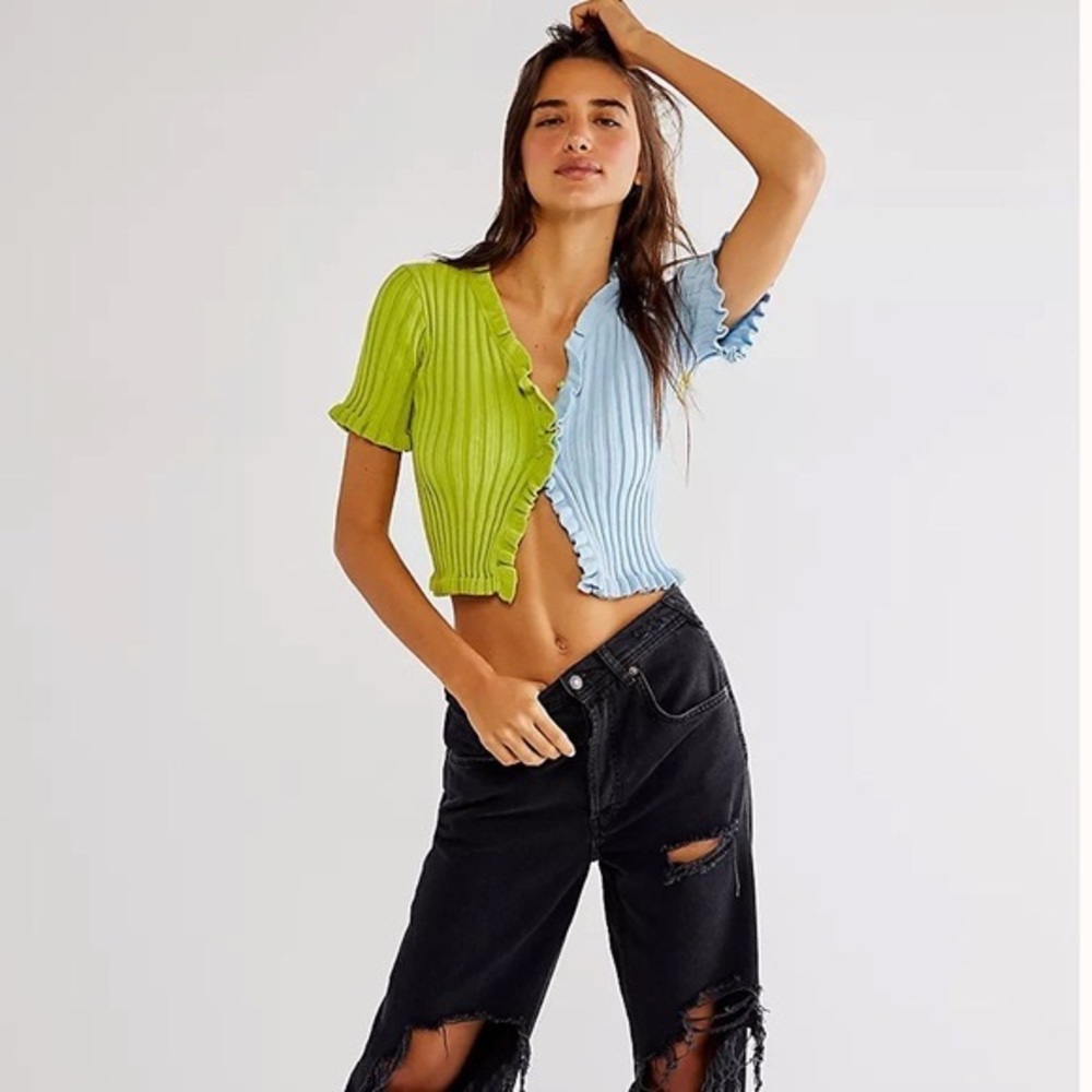 NWOT Free People Find Me Now Colorblock Cardi L - Picture 4 of 14